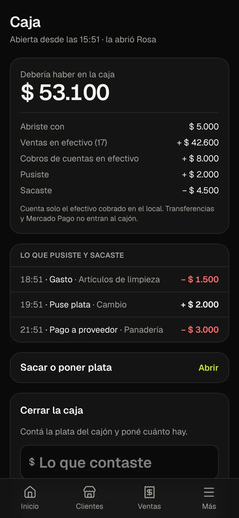 La caja cuadra sola