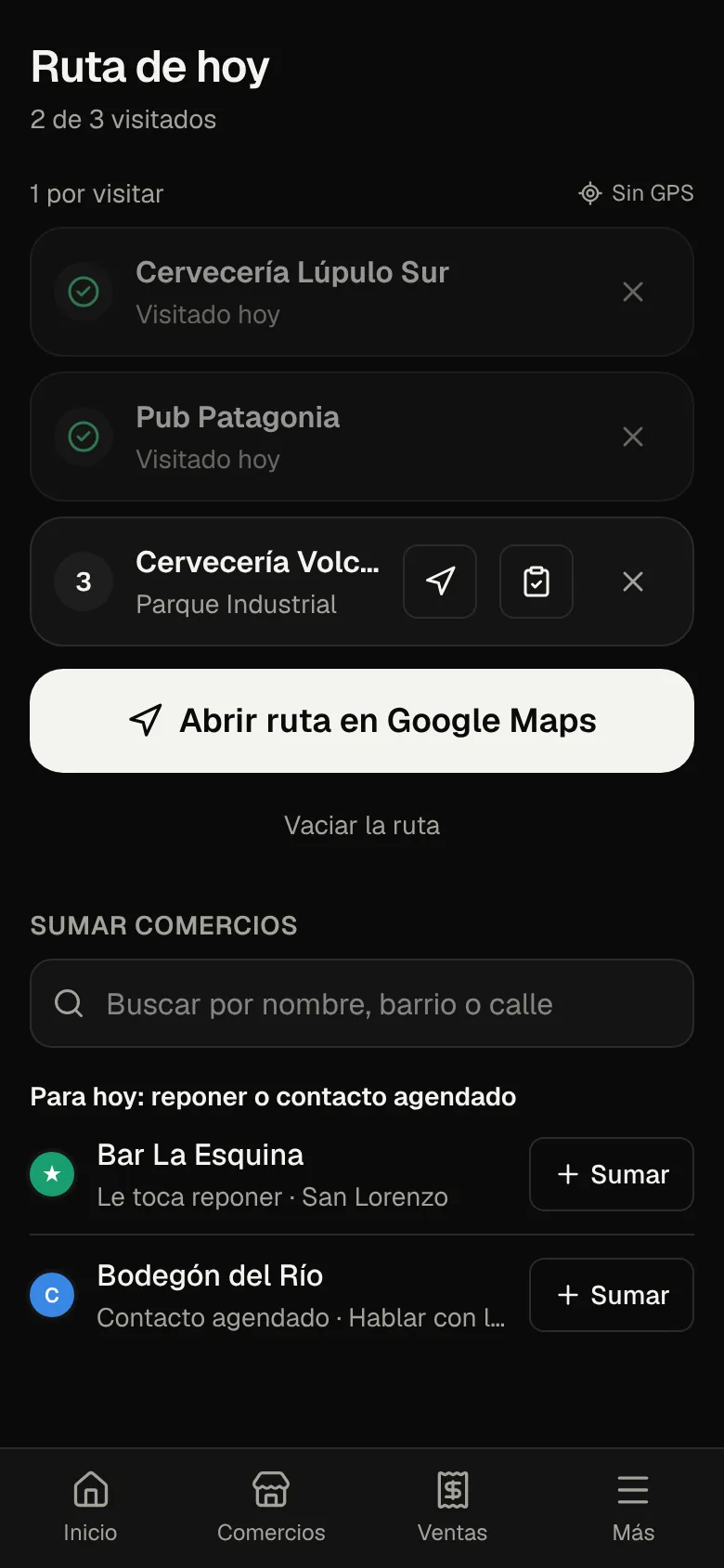 La ruta del día